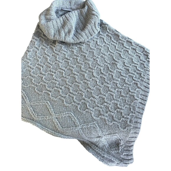 Wooden Ships Cowl Neck Grey‎ Poncho Sweater Size S/M Mohair Wool Chunky Knit - Picture 5 of 7